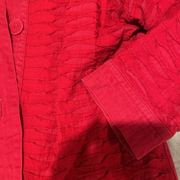 Chico's Vintage Vibrant Red Button-Up Jacket Sz.2 - Picture 6 of 8